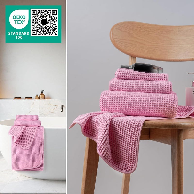 MICROFI New Microfiber Waffle Bath Towels, 3 Pieces, Oversized, Soft, Absorbent, Fast Drying, Lint Free, Includes Bath, Face and Hand Towels - Image 4